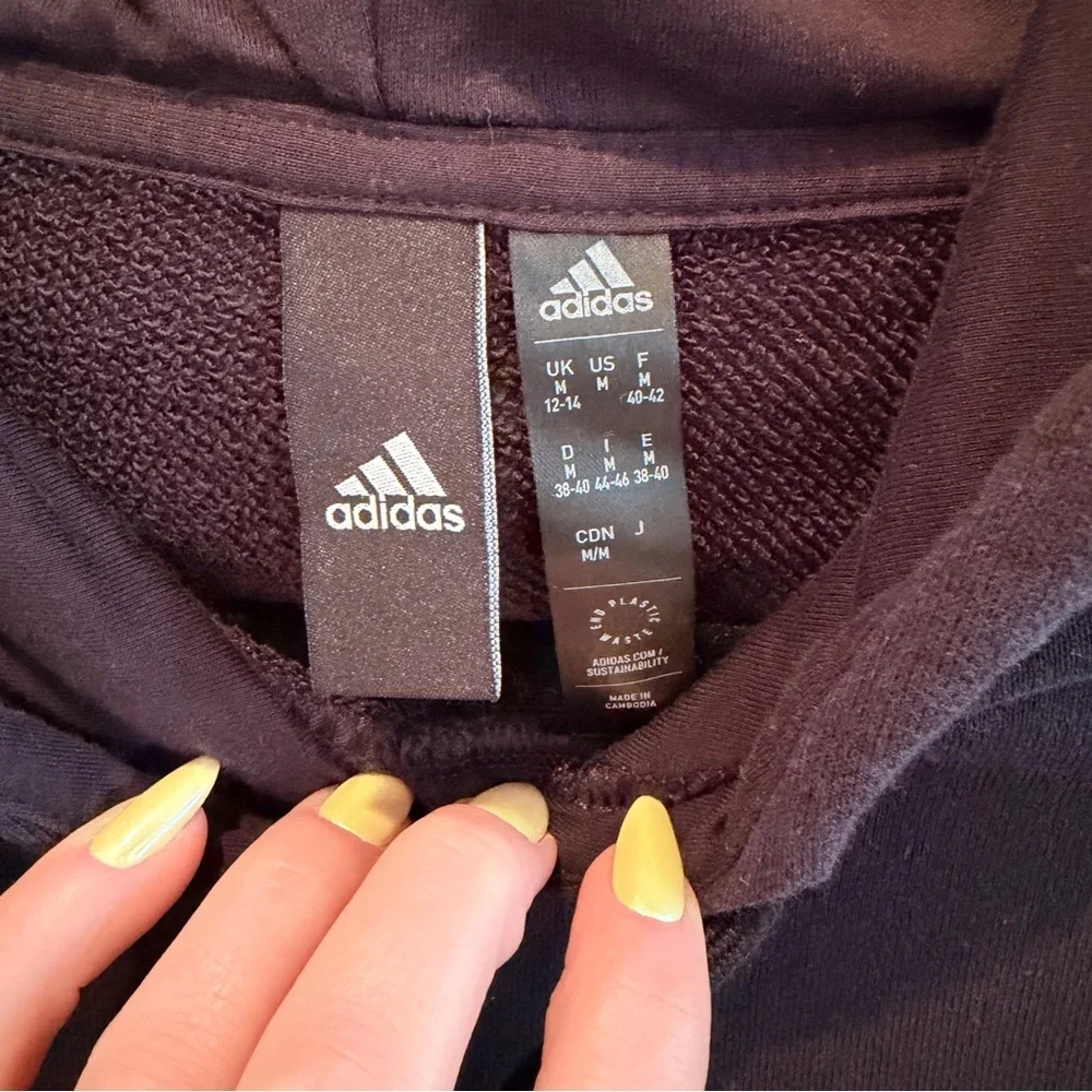 adidas Long Sleeve Printed 3 Stripes Fleece Pullover Youth Hoodie Size Medium